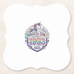 Unicorn Magical Since Year Trendy Print on Demand Paper Coaster