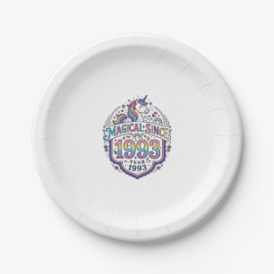 Unicorn Magical Since Year Trendy Print on Demand Paper Plate