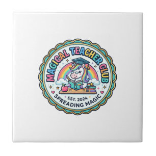 Unicorn Magical Teacher Club Funny Cute Gift Desig Tile