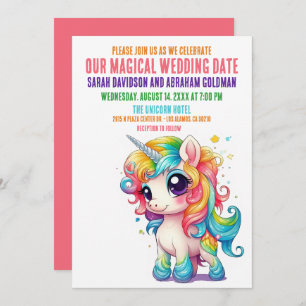 Unicorn Magical Whimsical Girly Wedding Invitation