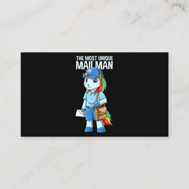 Unicorn Mailman Delivering Magic Funny Postal Work Business Card (Front)
