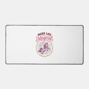 Unicorn Make Life Magical POD Ready White Backgrou Desk Mat