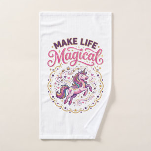 Unicorn Make Life Magical POD Ready White Backgrou Hand Towel