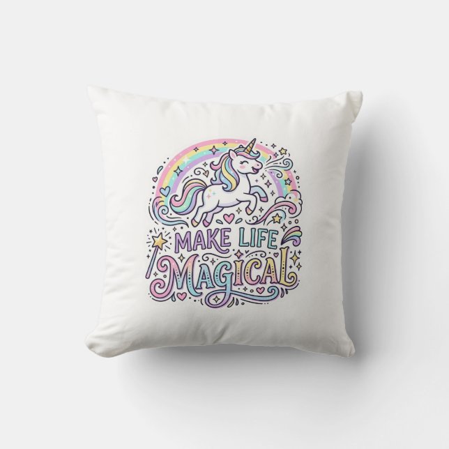 Unicorn Make Life Magical Premium Vector Typograph Cushion (Front)