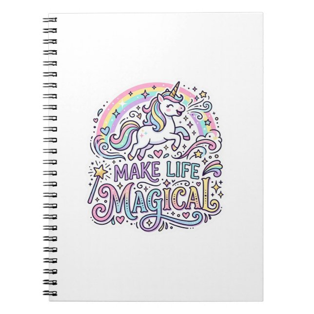 Unicorn Make Life Magical Premium Vector Typograph Notebook (Front)