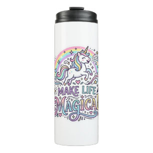 Unicorn Make Life Magical Premium Vector Typograph Thermal Tumbler