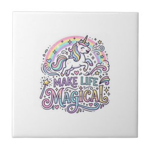 Unicorn Make Life Magical Premium Vector Typograph Tile