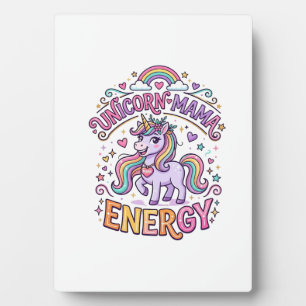 Unicorn Mama Energy Colourful Zazzle Design_1 Plaque