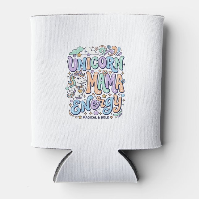 Unicorn Mama Energy Kawaii Vector Design_1 Can Cooler (Front)