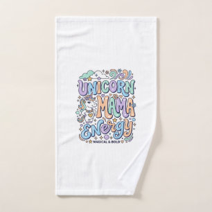 Unicorn Mama Energy Kawaii Vector Design_1 Hand Towel