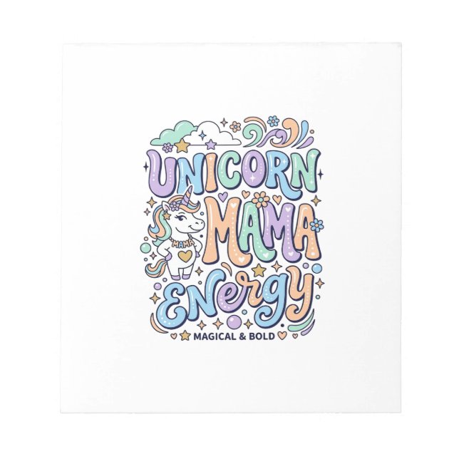 Unicorn Mama Energy Kawaii Vector Design_1 Notepad (Front)