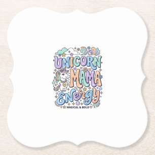 Unicorn Mama Energy Kawaii Vector Design_1 Paper Coaster