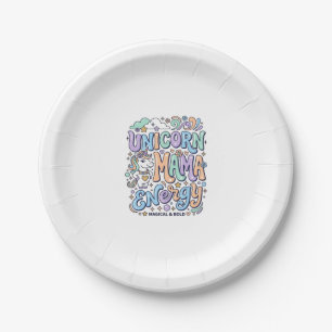 Unicorn Mama Energy Kawaii Vector Design_1 Paper Plate