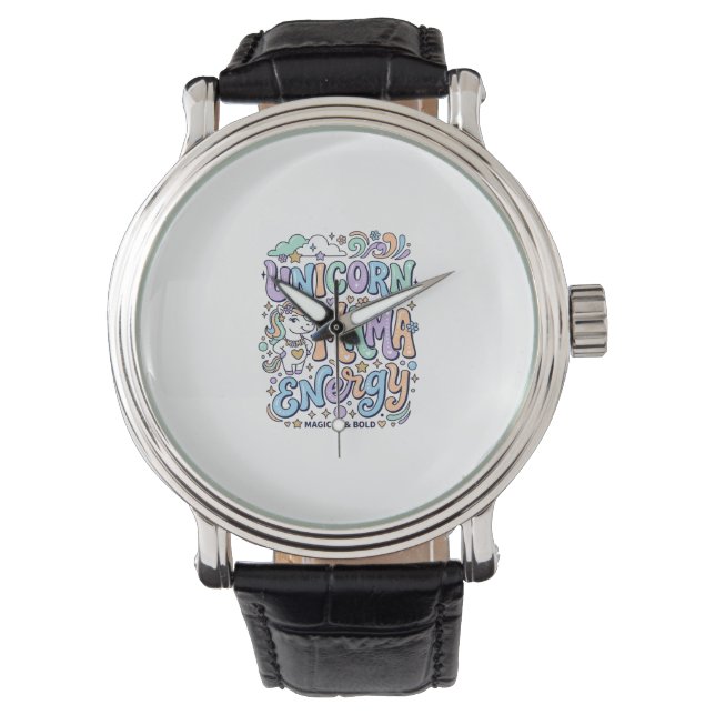 Unicorn Mama Energy Kawaii Vector Design_1 Watch (Front)