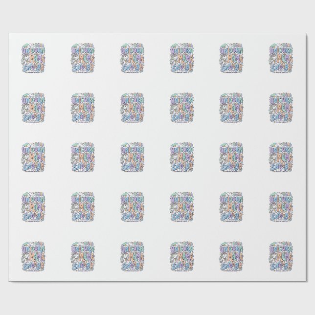 Unicorn Mama Energy Kawaii Vector Design_1 Wrapping Paper (Flat)