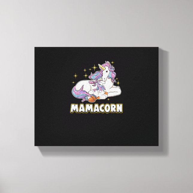 Unicorn Mamacorn Mum Mother Cute T-Shirt Canvas Print (Front)
