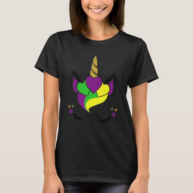 Unicorn Mardi Gras Carnival Party Girls Women Kids T-Shirt (Front)