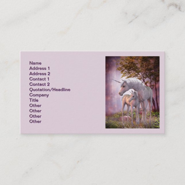 Unicorn Mare and Foal Business Card (Front)