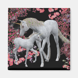 Unicorn Mare And Foal Fantasy Magnet
