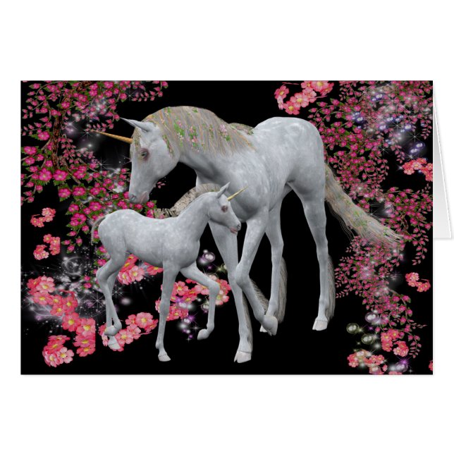 Unicorn Mare Baby Fantasy Horse Photo Card (Front Horizontal)