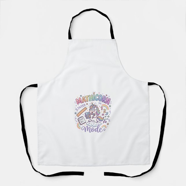 Unicorn Mathicorn Mode Adorable Typography Design_ Apron (Front)
