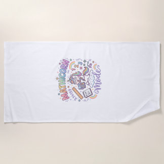 Unicorn Mathicorn Mode Adorable Typography Design_ Beach Towel
