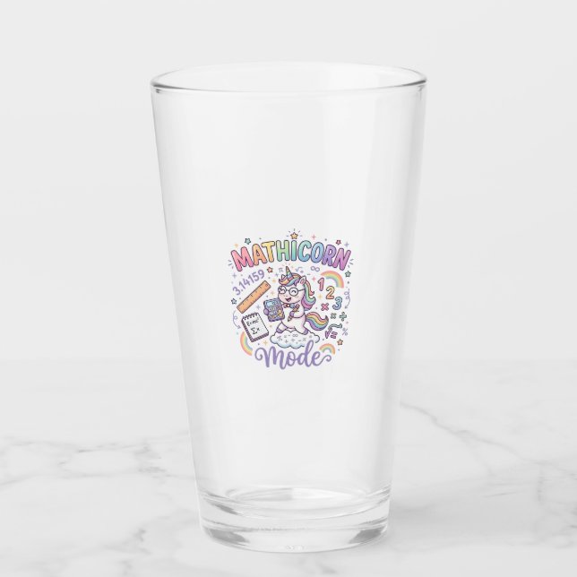 Unicorn Mathicorn Mode Adorable Typography Design_ Glass (Front)