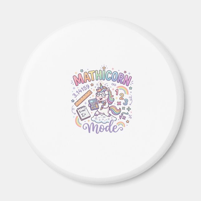 Unicorn Mathicorn Mode Adorable Typography Design_ Magnet (Front)