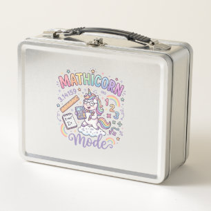 Unicorn Mathicorn Mode Adorable Typography Design_ Metal Lunch Box