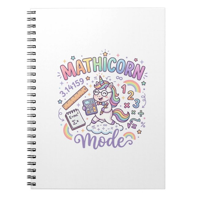 Unicorn Mathicorn Mode Adorable Typography Design_ Notebook (Front)