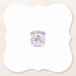 Unicorn Mathicorn Mode Adorable Typography Design_ Paper Coaster