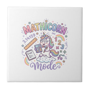 Unicorn Mathicorn Mode Adorable Typography Design_ Tile