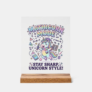 Unicorn Mathicorn Mode Charming White Background D Acrylic Sign