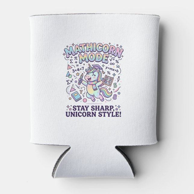 Unicorn Mathicorn Mode Charming White Background D Can Cooler (Front)