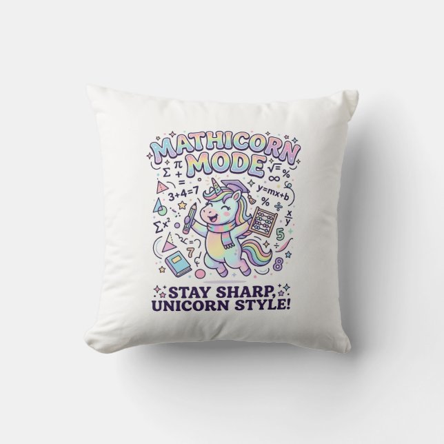Unicorn Mathicorn Mode Charming White Background D Cushion (Front)