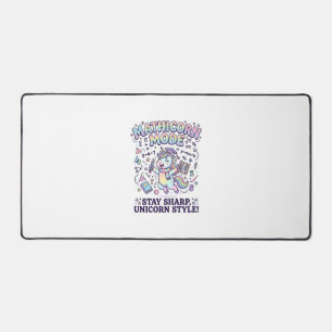 Unicorn Mathicorn Mode Charming White Background D Desk Mat