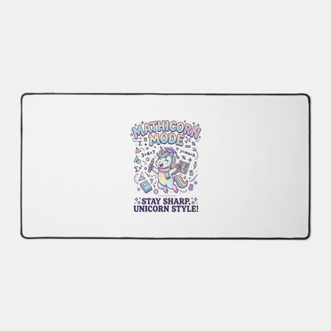 Unicorn Mathicorn Mode Charming White Background D Desk Mat (Front)