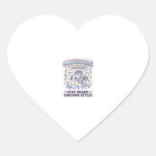 Unicorn Mathicorn Mode Charming White Background D Heart Sticker