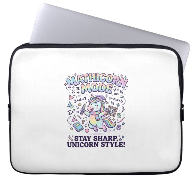 Unicorn Mathicorn Mode Charming White Background D Laptop Sleeve (Front)
