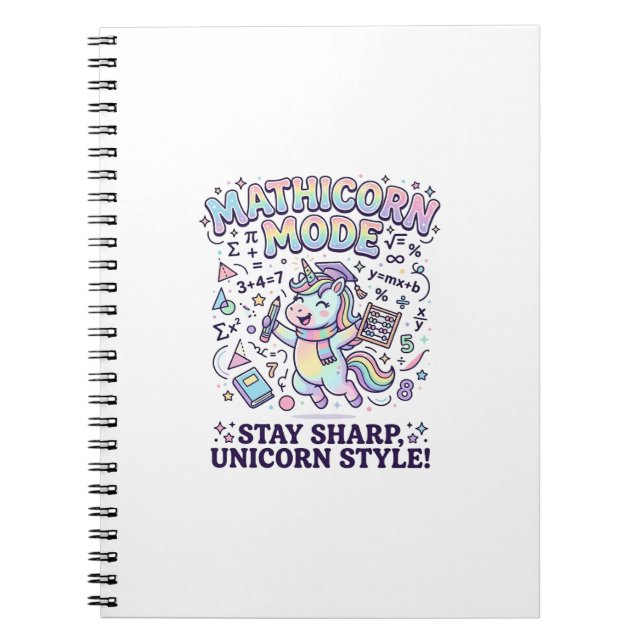 Unicorn Mathicorn Mode Charming White Background D Notebook (Front)
