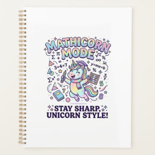 Unicorn Mathicorn Mode Charming White Background D Planner