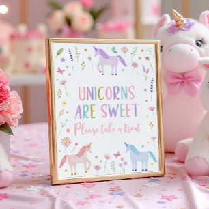 Unicorn Meadow Pink Pastel Birthday Treat Sign