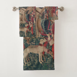 Unicorn Mediaeval Art - Hunters Return to Castle Bath Towel Set