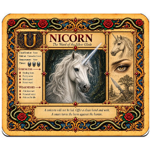 Unicorn, Mediaeval Bestiary Art Mouse Mat