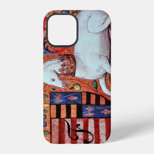 UNICORN MEDIEVAL FANTASY,FLORAL MOTIFS MONOGRAM iPhone 12 CASE