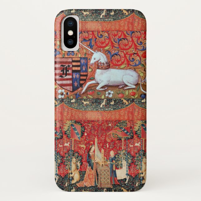 UNICORN ,MEDIEVAL FANTASY FLOWERS,FLORAL MONOGRAM Case-Mate iPhone CASE (Back)