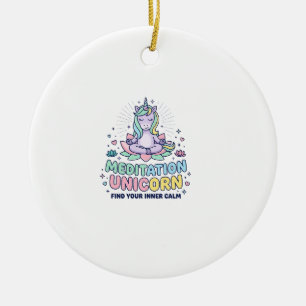 Unicorn Meditation Unicorn Bold Typography T-Shirt Ceramic Tree Decoration