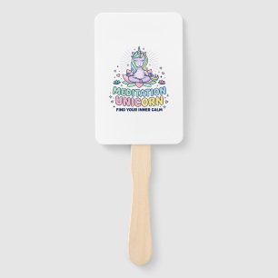 Unicorn Meditation Unicorn Bold Typography T-Shirt Hand Fan