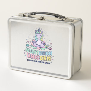 Unicorn Meditation Unicorn Bold Typography T-Shirt Metal Lunch Box