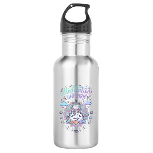 Unicorn Meditation Unicorn White Background Vector 532 Ml Water Bottle
